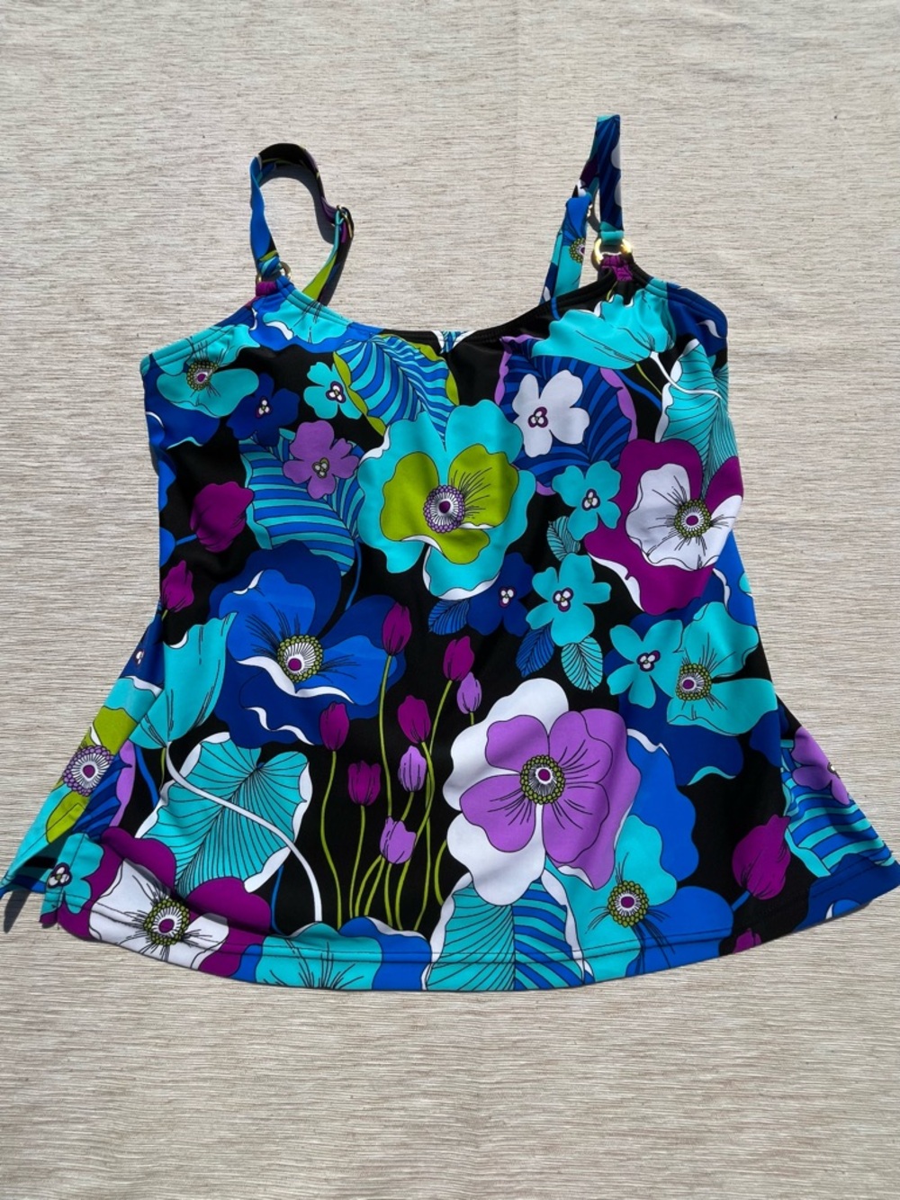 Island Escape Women’s Swimsuit Bathing Suit Tankini Top Floral Print 6